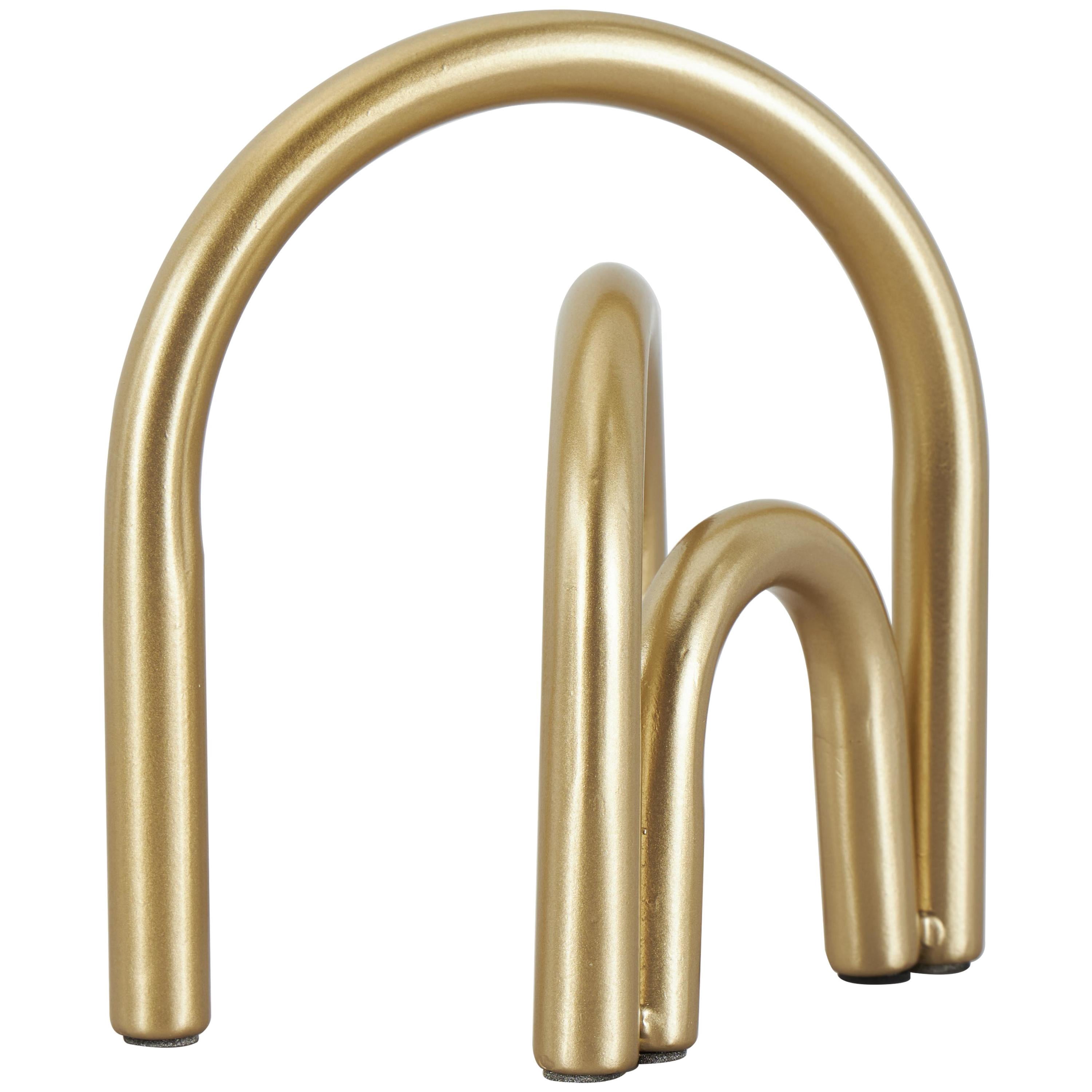 7" x 8" Gold Metal Overlapping Arch Geometric Sculpture, by DecMode