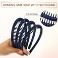 thumbnail image 3 of Unique Bargains 4pcs Teeth Comb Headband Solid Color Tooth Comb Hair Hoop for Women Hair Accessories Deep Blue, 3 of 7