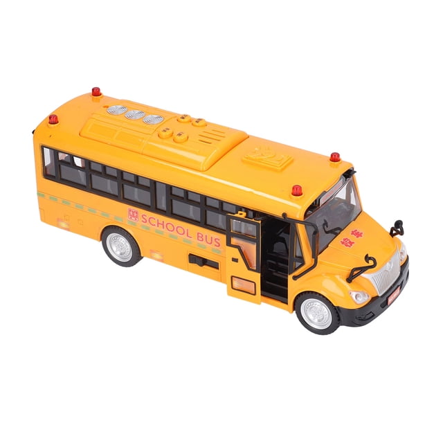 School Bus Model Toy, Pull Back Plastic School Bus Car Figure With Opening Doors For Kids For Daily Playing
