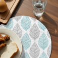 thumbnail image 4 of Round Placemats Leaf Geometric Striped 15 inch Set of 6 Table Mats for Dining Table Plant Blue Green Gery Leaves Heat Resistant Non-Slip Kitchen & Home Decorative Place Mat Set, 4 of 8