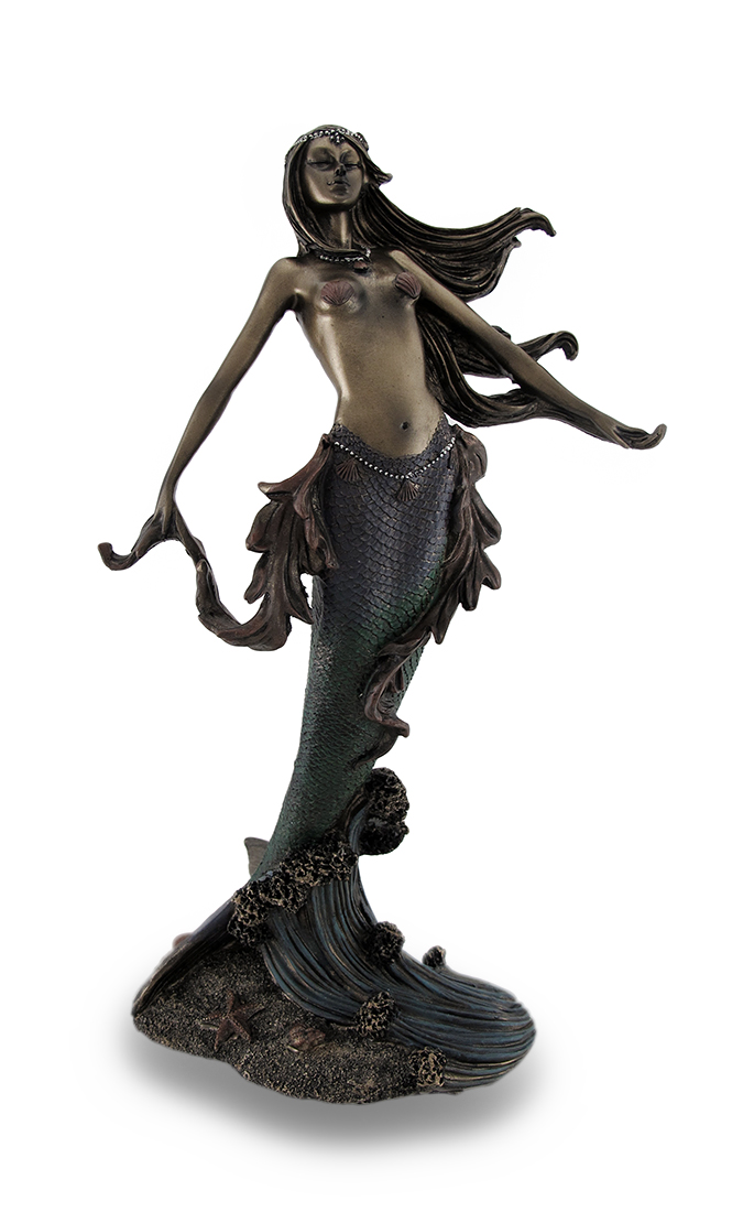 Surfacing Bronze Finished Mermaid Statue Hand Painted Accents Walmart