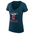 thumbnail image 2 of Women's G-III 4Her by Carl Banks Navy Cleveland Guardians Super-Slim Fit Lightweight Team Logo Graphic V-Neck T-Shirt, 2 of 5