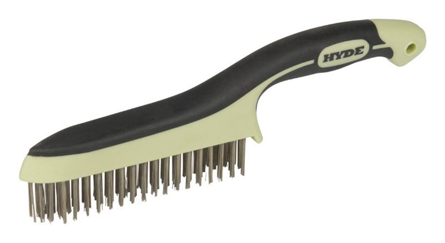 Forney 70522 Wire Scratch Brush 13-3/4 Carbon Steel with Wood Handle V-Groove 