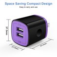 thumbnail image 5 of Hootek USB Wall Charger, 3 Pack 2.1A Charger Block Dual Port Fast Charger Wall Charger Adapter Charging Block Charger Brick Fast Charging USB Charger Block Phone Charger for Android Samsung, Purple, 5 of 8