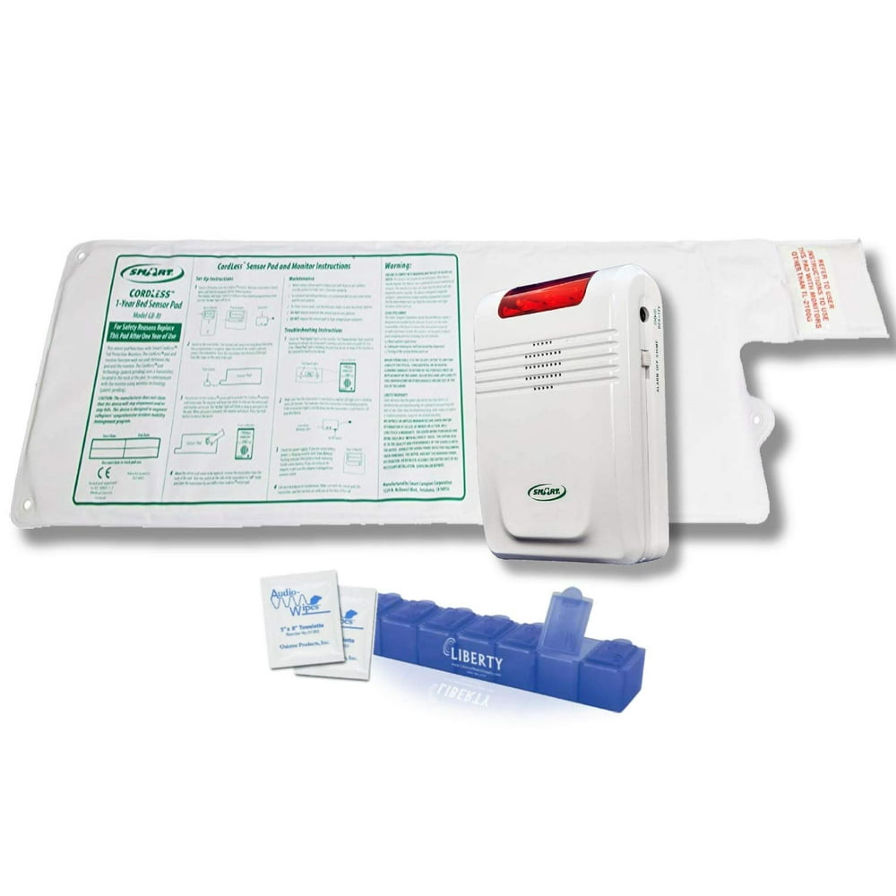 Smart Caregiver Wireless Bed Alarm System Large Cordless Weight Sensing Bed Alarm Pad (20” x