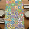 thumbnail image 5 of Table Runners 70 Inches Long Dress Scarves, Colorful Ethnic Farmhouse Coffee/Dining/Kitchen Table Decor, Holiday Table Runner, Modern Abstract National Geometric Green 13x70 Inch, 5 of 9