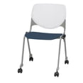 thumbnail image 2 of KFI Studios KOOL Armless Stacking Chair with Casters, White Back, Navy Seat, 2 of 2