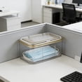 thumbnail image 1 of Weloille Wall Mounted Tissue Box, Automatic Lift Dustproof Transparent Storage Box, Flip Cover Desktop Wall Hanging Dispenser, Multifunctional Storage Box for Entryway Bathroom Kitchen, 1 of 6