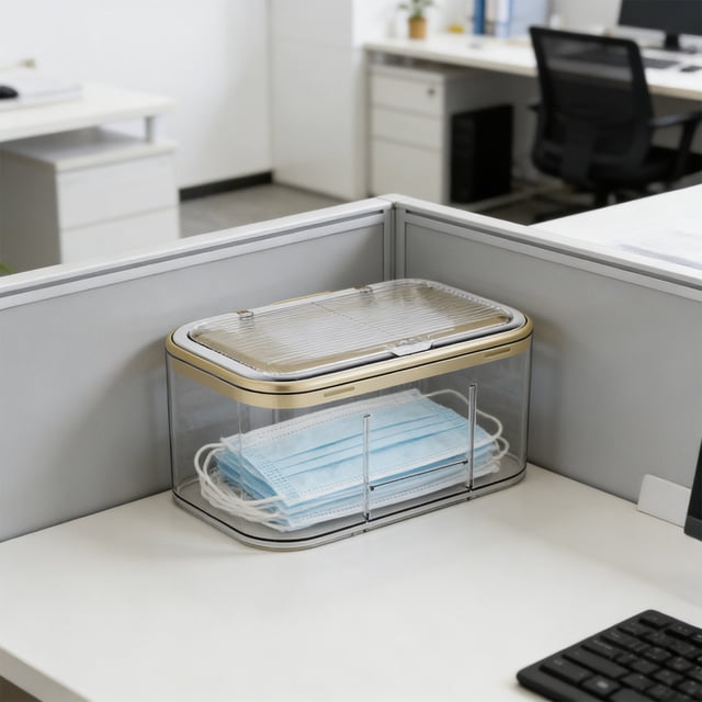 Weloille Wall Mounted Tissue Box, Automatic Lift Dustproof Transparent Storage Box, Flip Cover Desktop Wall Hanging Dispenser, Multifunctional Storage Box for Entryway Bathroom Kitchen