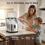 Goosiay 33lb Nugget Ice Maker Portable Countertop, Pebble Crushed Soft Chewable Ice Maker Machine, Stainless Steel