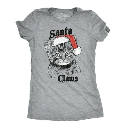 Womens Santa Claws Cat Funny Holiday Santa Christmas Kitten T shirt