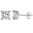 thumbnail image 3 of Ritastephens Men's Sterling Silver Princess-cut Cubic Zirconia Stud Earrings 3 Carat, 3 of 7