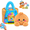 Orange, variant on Mystery Rainbow Plush Dumpling Squishy Stuffed Animal with Simulated Steamer & Fuzzy Handle, Blue