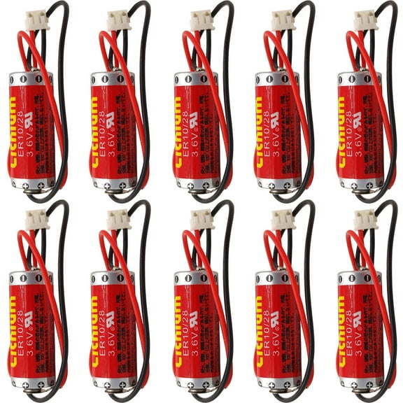(10 Pack) 3.6V ER10/28 ER10280 Lithium Replacement Battery for Mitsubishi FX2NC-32BL Battery with Plug