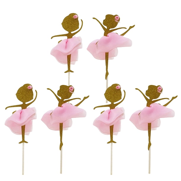 6 piezas de adornos para cupcakes con diseño de bailarina, palillos para tartas, decoración para cupcakes, bodas, despedidas de soltera, fiestas de cumpleaños