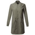 thumbnail image 1 of FashionOutfit Women's Casual Solid Anorak Safari Long Sleeve Zipper Closure Long Bomber Jacket, 1 of 5