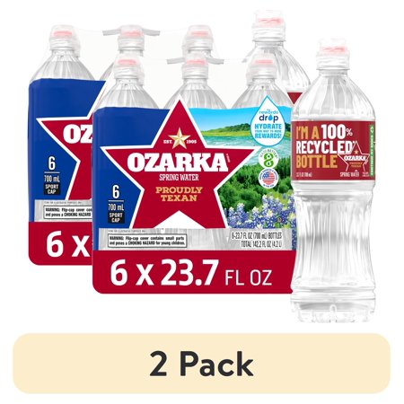 (2 pack) Ozarka Texas Spring Water, 23.7 Fl Oz, 6-Pack Plastic Bottles