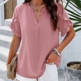 thumbnail image 6 of Valcatch Women's Dressy Casual Business Work Chiffon Blouses Tops Summer V Neck Cute Loose Petal Short Sleeve T-Shirts, 6 of 8