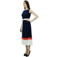 thumbnail image 1 of Bimba Robe d'Été Mi-Mollet pour Femmes, Unie avec Volants et Ceinture en Tissu, 1 of 5