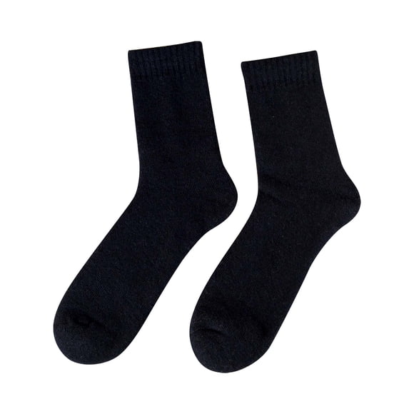 Lovskoo Mens Dress Socks Low Cut Winter Plush Thick Terry Thermal Socks Middle Tube Wool Crew Socks Gifts for Men Dad Grandpa Navy