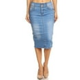 thumbnail image 5 of Fashion2Love Womens Plus/Juniors Mid Waist Below Knee Length Denim Skirt in Pencil Silhouette, 5 of 7