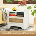 thumbnail image 6 of 24" Rattan Nightstands Set of 2, White Bedside Table with Semi Open Cubby, Boho Night Stand with Farmhouse Arched Base for Bedroom, Side Table, End Table for Dorm, 6 of 11