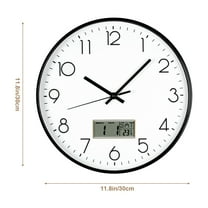 Black 12-inch Plastic Wall Clock with Perpetual Calendar