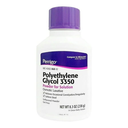 Perrigo Polyethylene Glycol 3350 Powder OSMOTIC LAXATIVE - Compare to MiraLAX - 8.3 Oz (238 g)