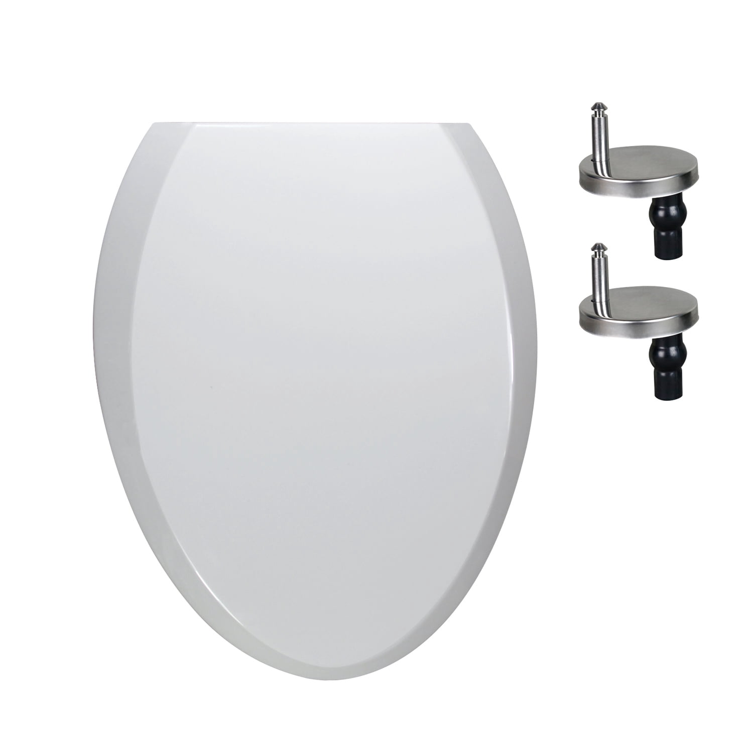 WinZo ES001 Elongated Plastic Toilet Seat Soft Close in White with Top Mount Bolts,Easy Install
