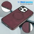 thumbnail image 2 of ELEHOLD Case for iPhone 11 Pro, Shockproof Slim Magnetic Leather Case, Compatible with MagSafe Accessories,Winered, 2 of 5