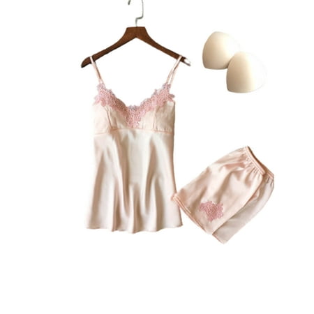 

MERSARIPHY Women Satin Silk Sleepwear Lingerie Babydoll Pajamas 2Pcs Set