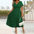 thumbnail image 4 of Blmnix Tent Valentine Party Dresses for Women Sparkly Plus Size Skirt V-Neck Short Sleeve Green Slip Dress for Women,XXL, 4 of 8