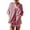 Pink, variant on Womens 2 Piece Outfits Striped Knit Travel Matching Sets Henley V Neck Sweater Tops Shorts Fall Lounge Clothes