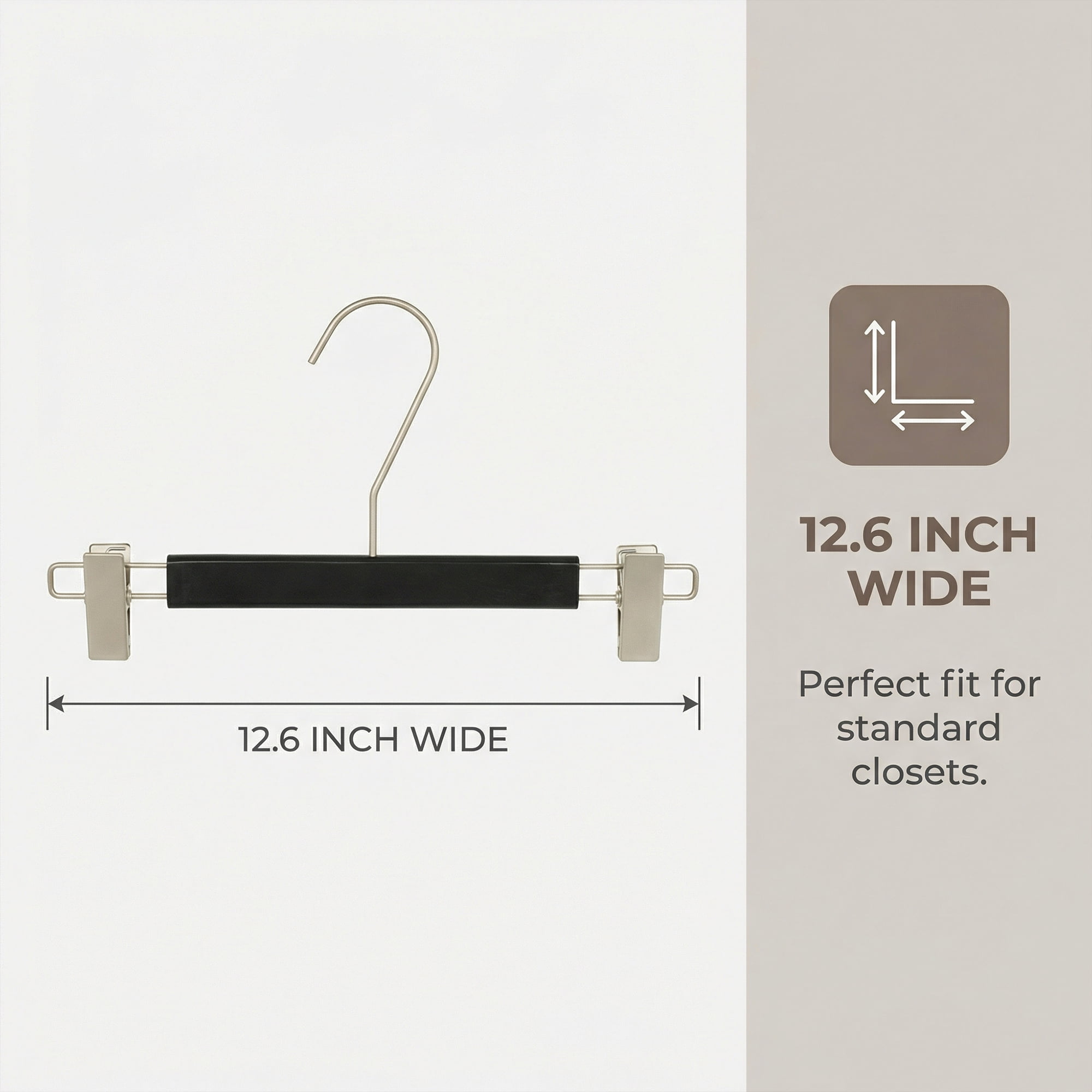 Unique Bargains 2Pcs Wood Nonslip Durable Hangers With Pinch Clips Black 12.6inch