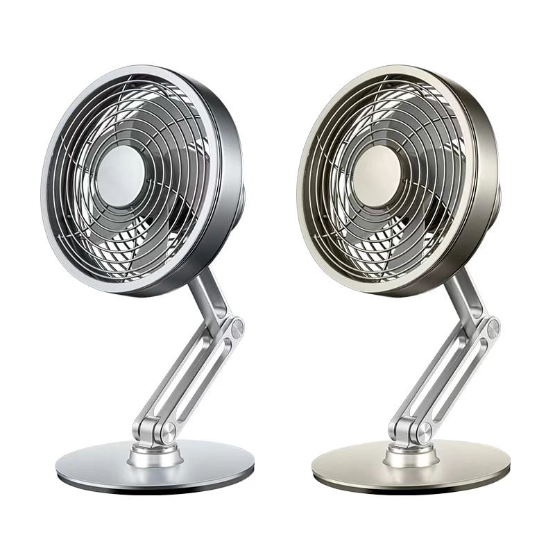 Metal small fan USB charging fan 360 degree rotating folding stretching desktop fan creative outdoor fan