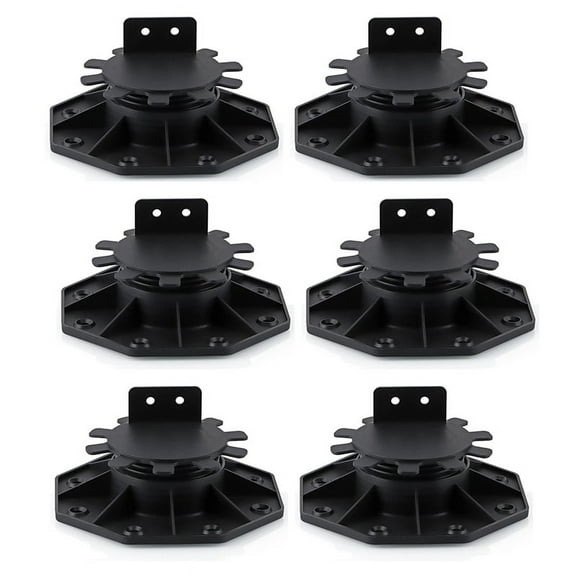 6 Pcs Joist Support Pedestals, Adjustable Decking & Flooring Pedestal for Deck, Timber Base