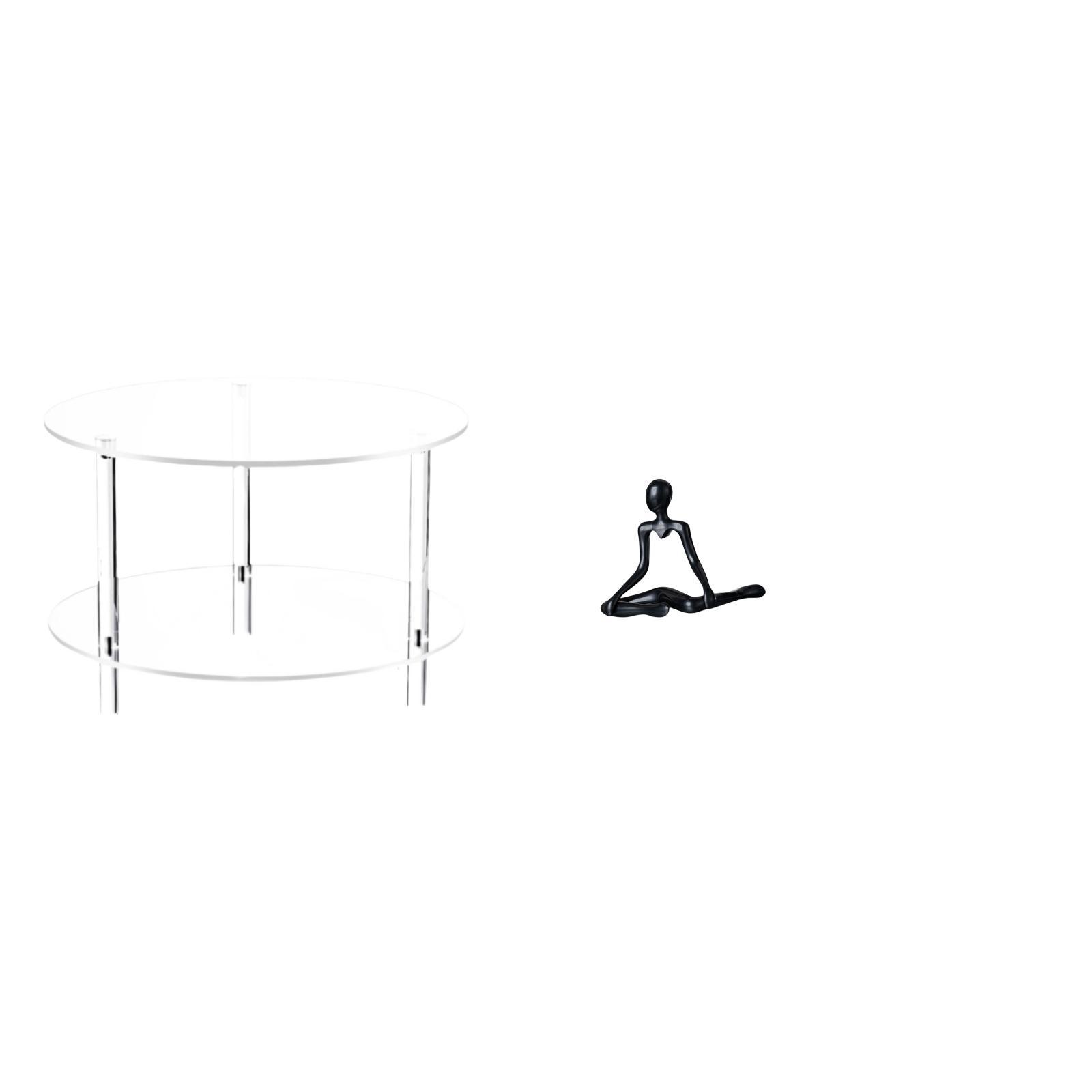 Siruishop Clear Acrylic Side Table End Table Compact NightStand Bedside Furniture Easy Assembly Living Room Bathroom Home Thinker Statue Decorative Figurine Unique Creative Abstract Sculpture