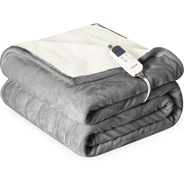 Heat Blanket \uDx\uD Throw Soft Flannel & Sherpa Reversible Electric Blanket with Heat Settings Timer Setting and Hours Auto-Shut Off