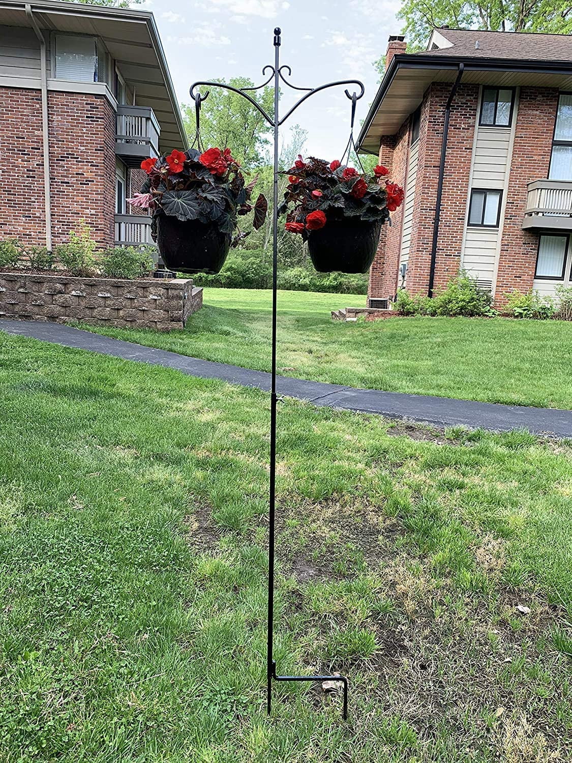 shepherd hooks for flowers on Ashman 91 Inch Adjustable Shepherds Hook With Twin Hooks 5 8 Inches Thick Super Strong Rust Resistant Steel Hook For Hanging Plant Baskets Bird Feeders Lanterns Wind Chimes And Use At Weddings