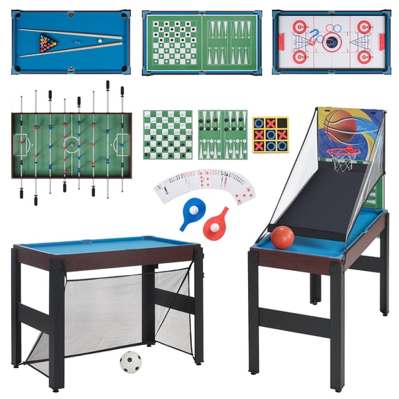 16 in 1 Multi Game Table for Kids and Adults, SHINPT 48" Game Table with Foosball, Billiards, Ping Pong, Push Hockey, Combo Game Table Set for Backyard, Gameroom, Multi Table Games for Gift for Party