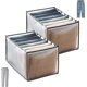 thumbnail image 1 of 2 Pcs Jeans Organizer Storage Drawer Pants Foldable Mesh Wardrobe, Large Capacity Wardrobe Closet Box Dividers For Clothes Pants Drawer Storage Gray, 1 of 5