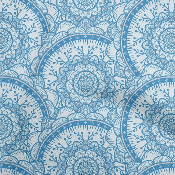 oneOone Viscose Jersey Medium Blue Fabric Asian Block Mandala Sewing Fabric By The Yard Printed Diy Clothing Sewing Supplies 60 Inch Wide