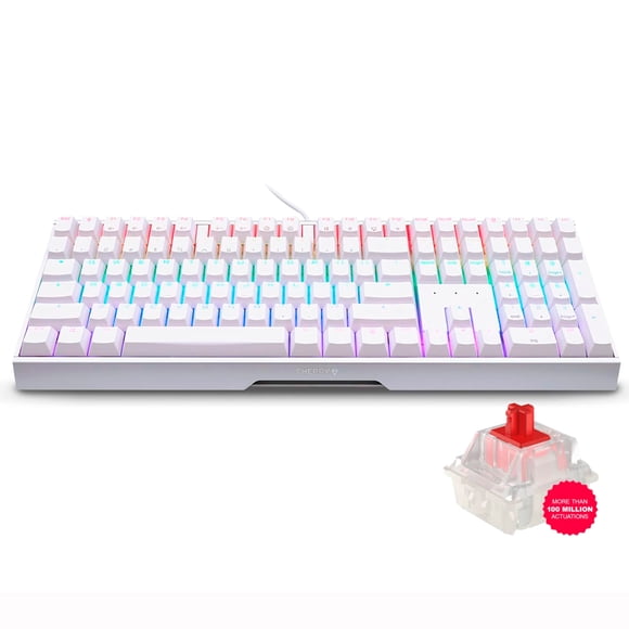 Teclado Gamer Mecánico Cherry Mx 3.0S Rgb Alámbrico Compacto Blanco Con Interruptores Switchs Rojo Reacondicionado