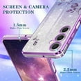 thumbnail image 4 of (3in1 for Samsung Galaxy A25 5G Phone Case for Women Girls Glitter Cute Girly Bling Flowers Cases with Ring Stand Design Purple Floral Sparkle Pretty Shiny Cover for Samsung A25 5G 6.5'', 4 of 7