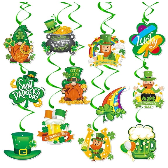 36pcs St Patricks Day Tree Accessories Wooden Hanging Ornaments