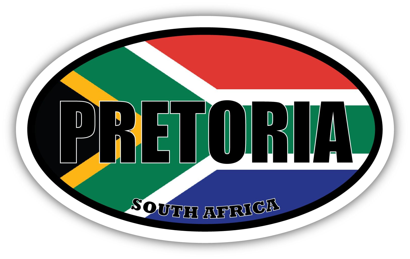 Pretoria South Africa Flag Oval Decal Vinyl Bumper Sticker 3x5 inches