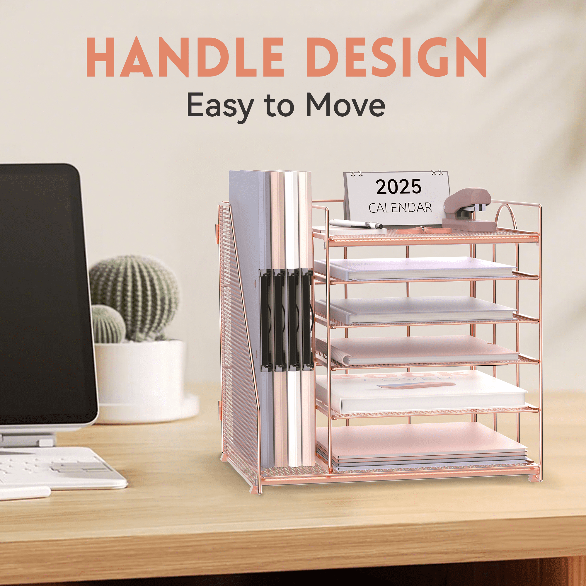 INTIGE 5-Tier Desk Organizer with File Holder, Paper Organizer with Letter Tray