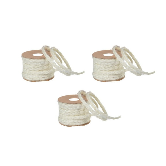 Masteelf 3pcs Jute Twine Cord Rope Ribbon Natural Jute Rope for DIY Crafts ( White )