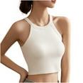 thumbnail image 2 of Women's Fit Camisole with Built in Bra Women's With Chest Cushion And Summer Solid Color Base Integrated Chest Wrap Tank Round Neck Tank White M, 2 of 4