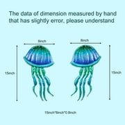 Liffy 2 Pack Metal Jellyfish Wall Decor-Blue Jellyfish Ocean Wall Art for Bedroom,Bathroom,Kitchen 7.8 x 15 inches